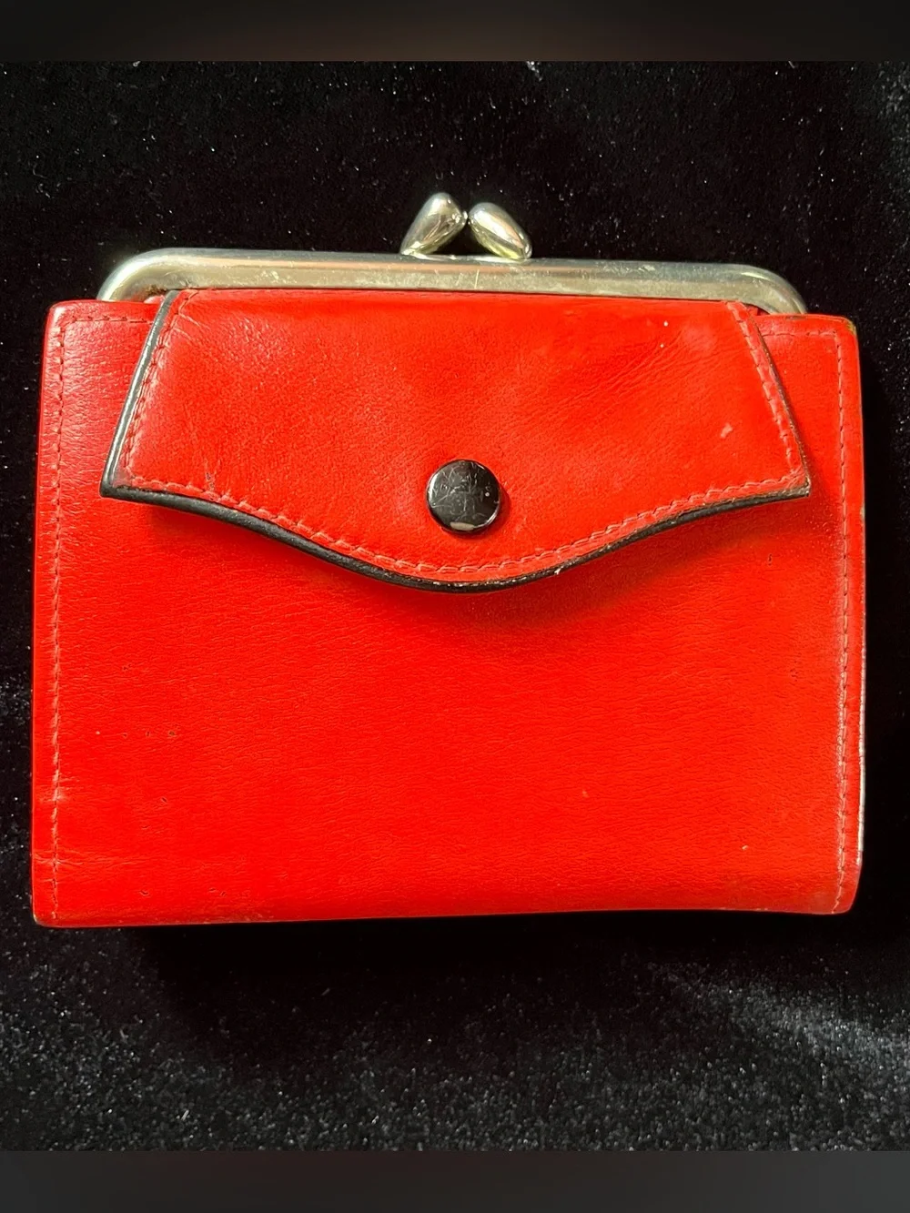 St. Thomas Vintage Lipstick Red Leather Wallet Coin Purse